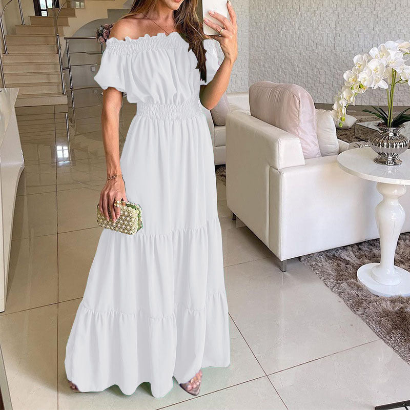 Off-Shoulder Puff-Sleeve Maxi