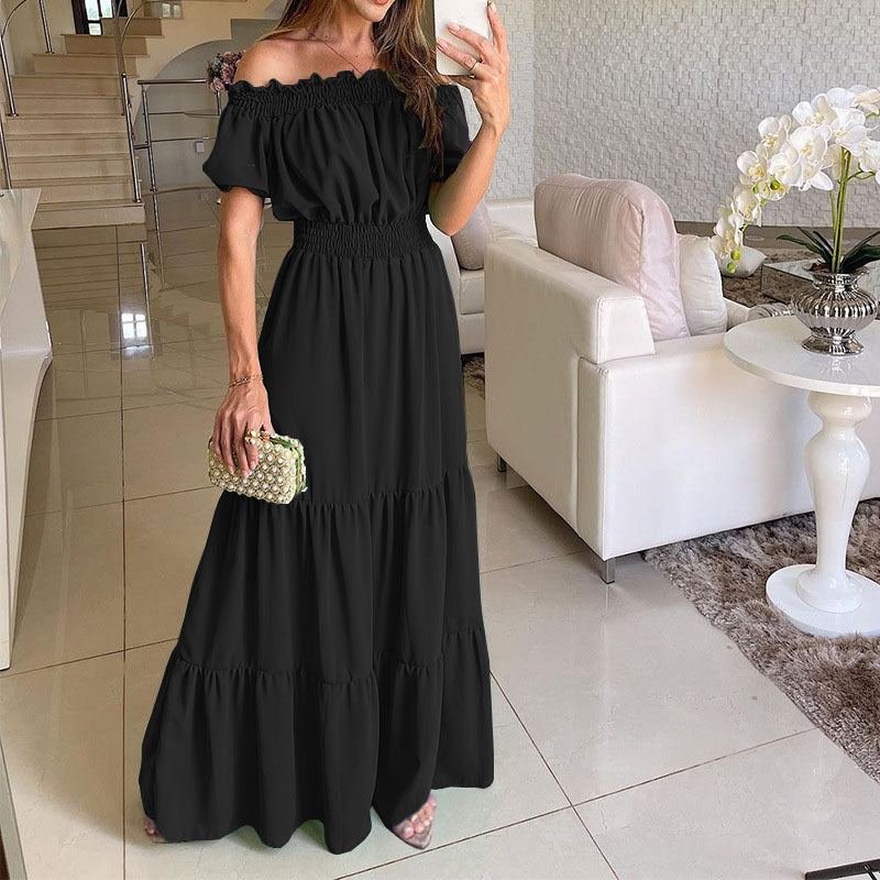 Off-Shoulder Puff-Sleeve Maxi