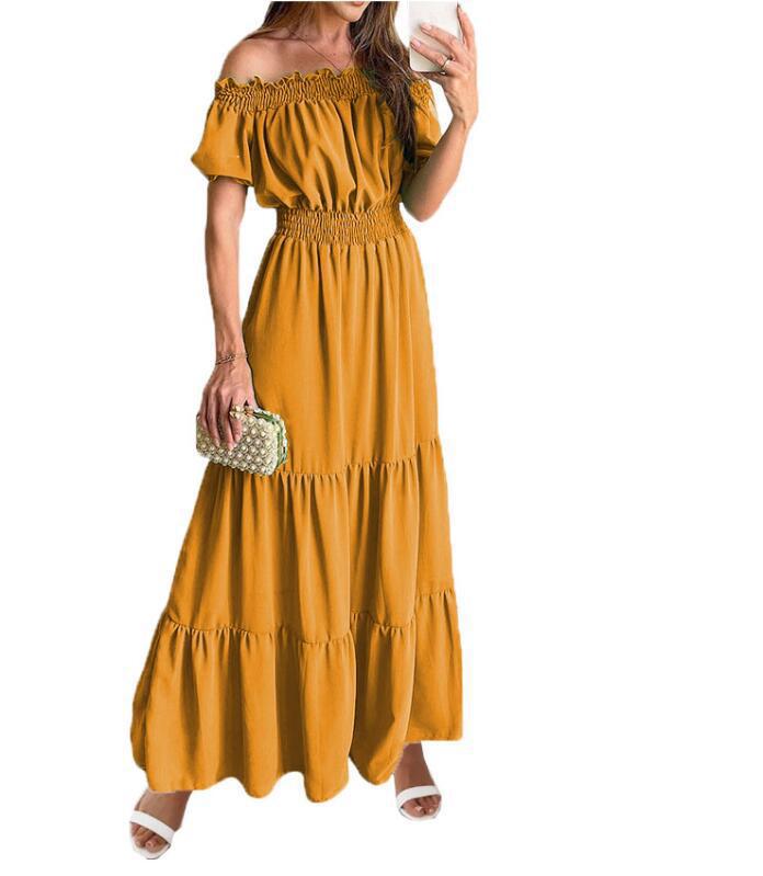 Off-Shoulder Puff-Sleeve Maxi