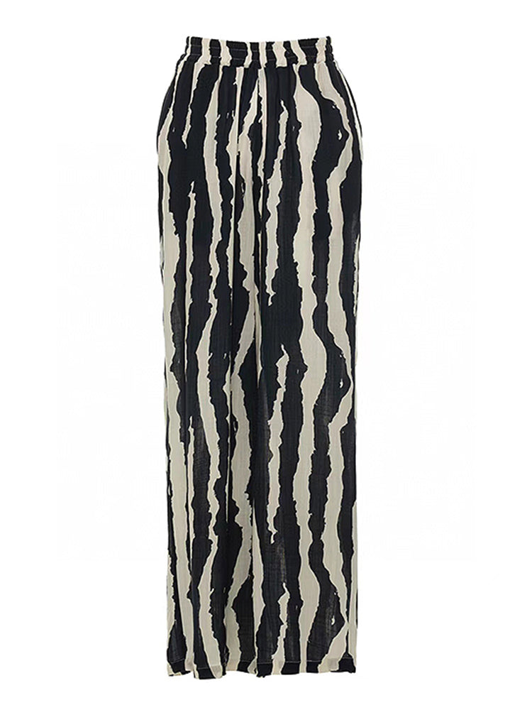 Zebra-print Halter-neck Top and Pants set