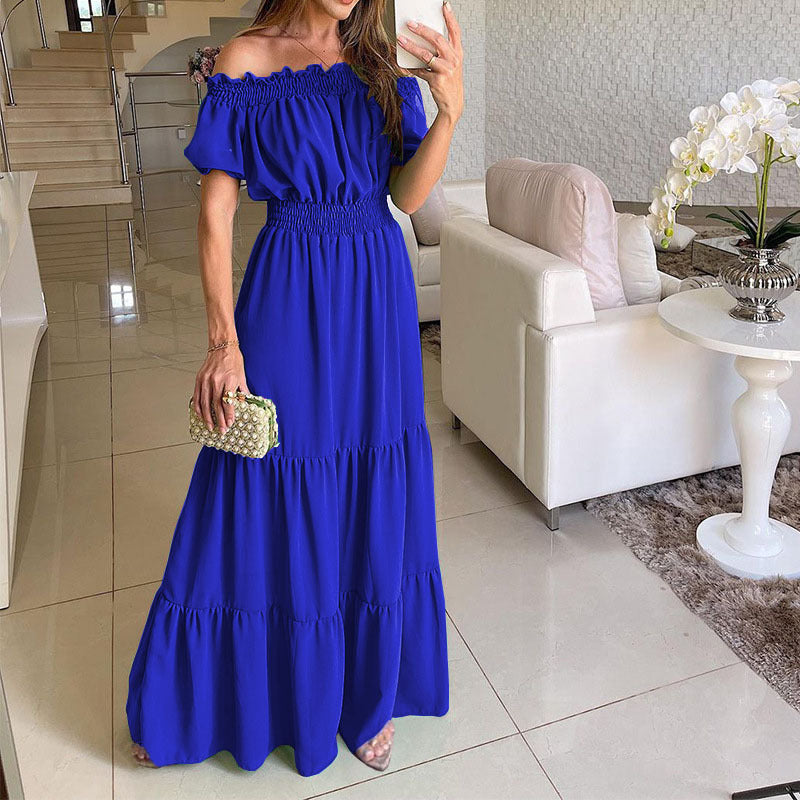 Off-Shoulder Puff-Sleeve Maxi