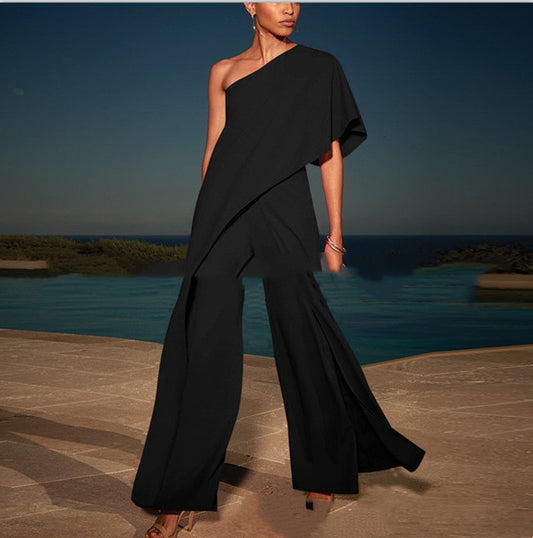 One- Shoulder Layer Jumpsuit