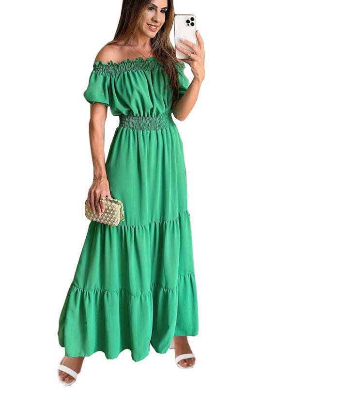 Off-Shoulder Puff-Sleeve Maxi