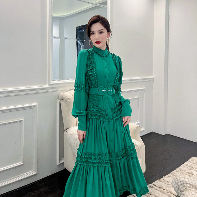 Emerald Green Ruffled Midi