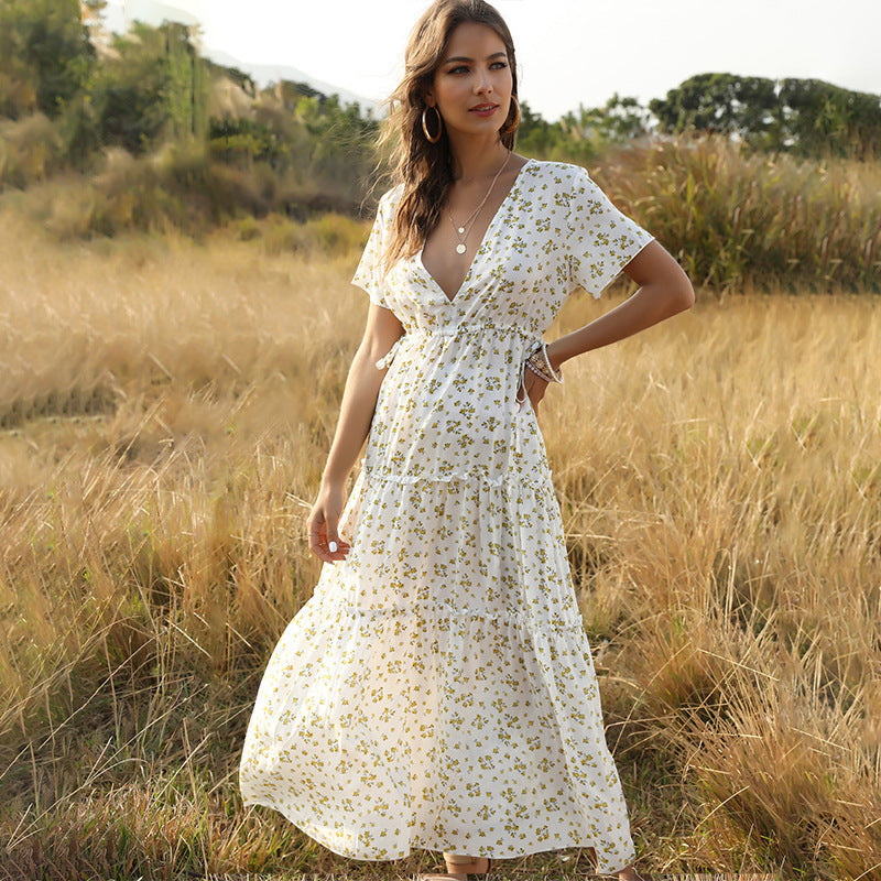 V-Neck Boho Maxi Dress