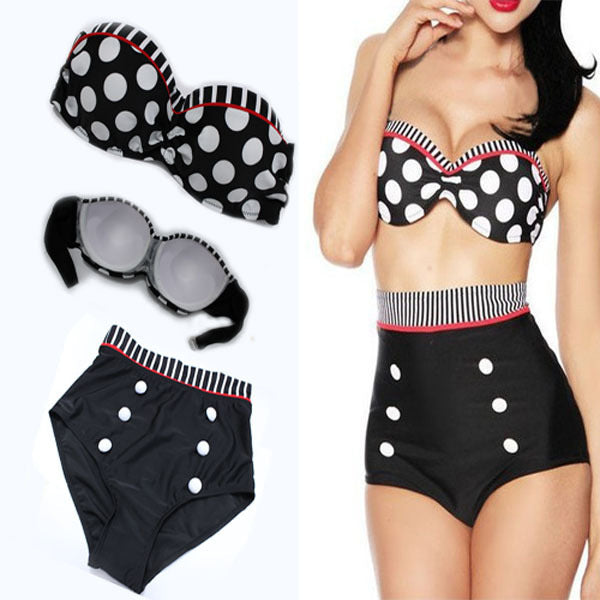 High- Waist Polka-Dot Bikini