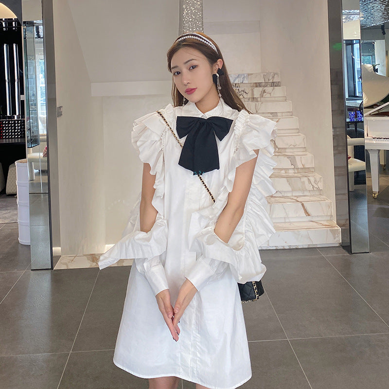 Ruffle-Sleeve White Dress