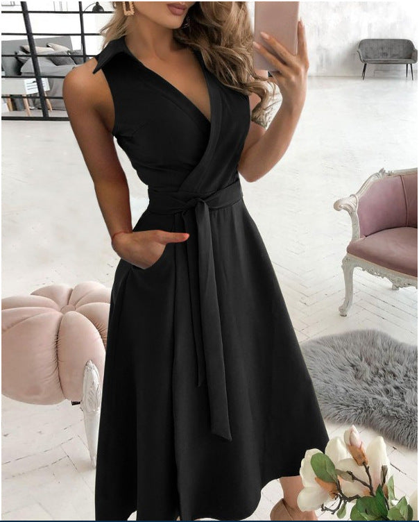 V-Neck Mid Length Dress