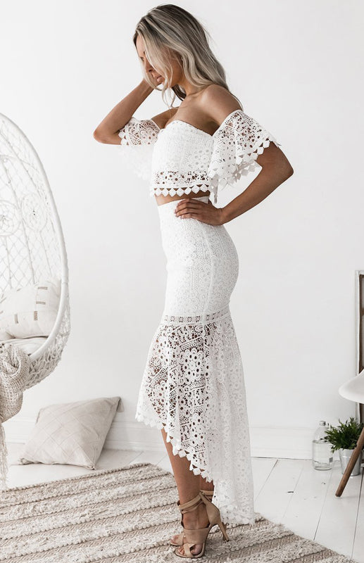 Off Shoulder Lace Skirt Set