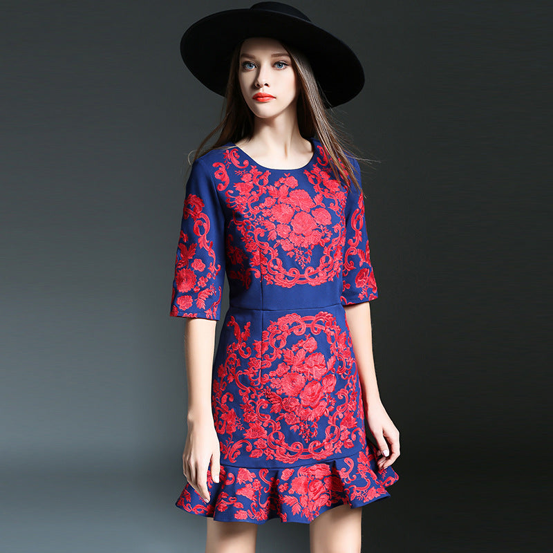 Embroidered Fitted Dress