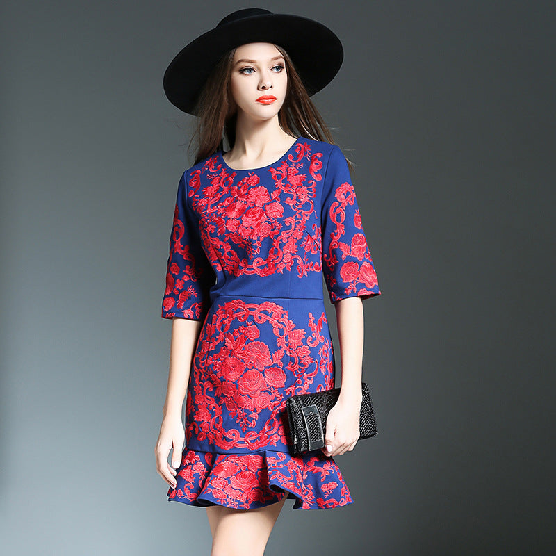 Embroidered Fitted Dress