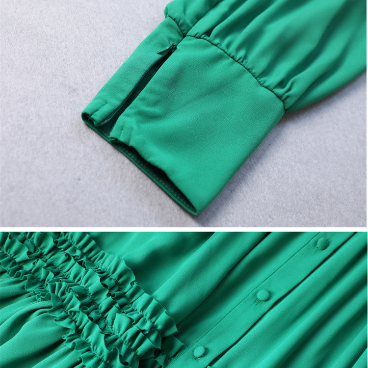 Emerald Green Ruffled Midi