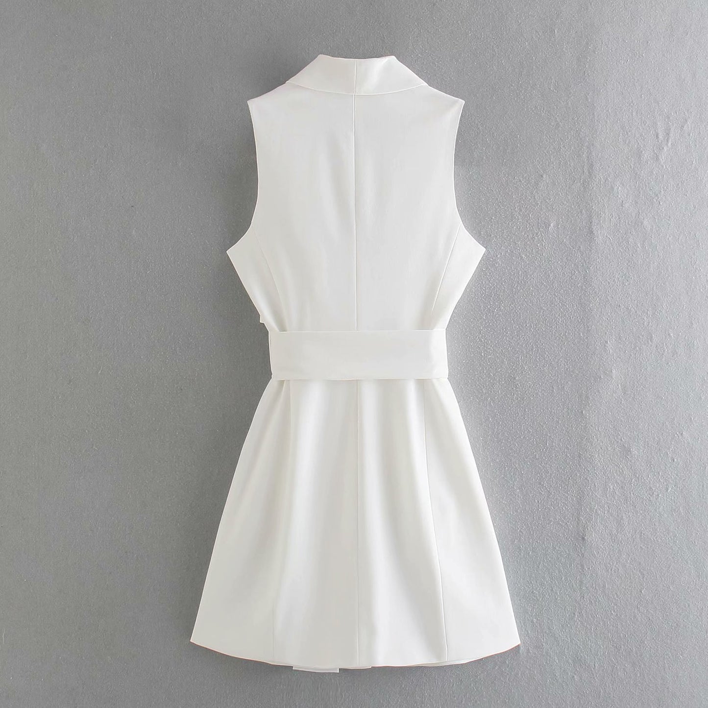 V-neck Sleeveless Buttoned Waist Dress