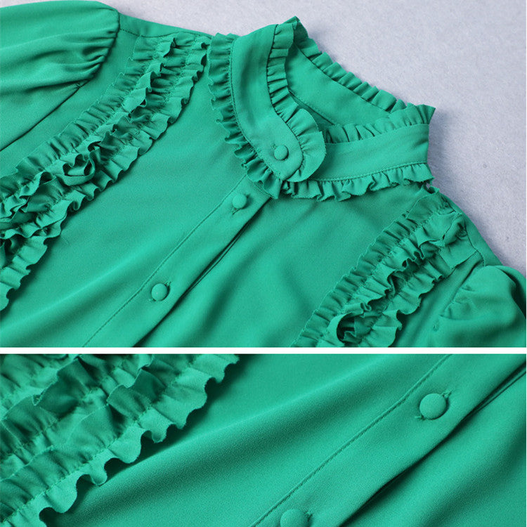 Emerald Green Ruffled Midi