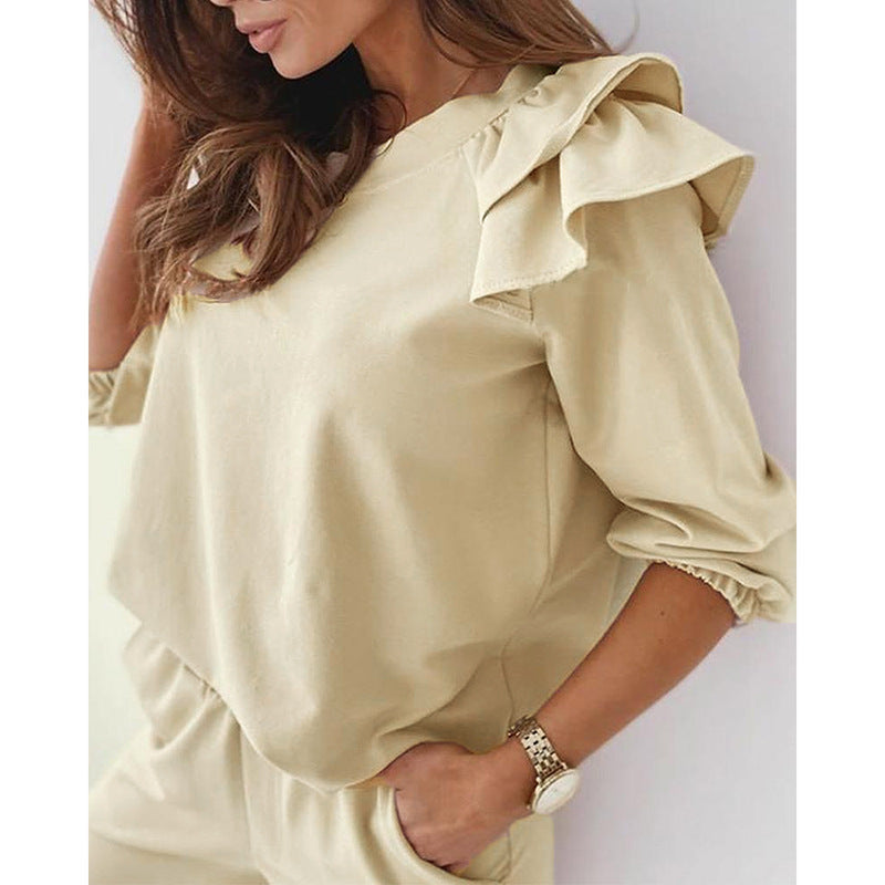 Ruffle Sleeve Track Suit