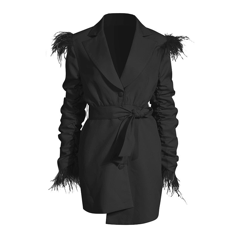 Feathered Long Blazer