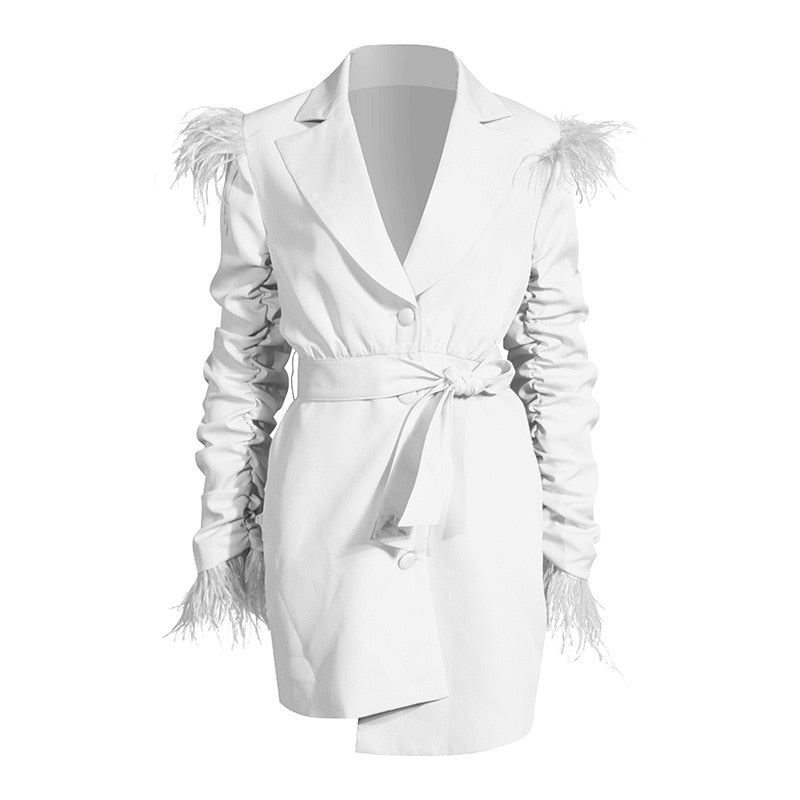 Feathered Long Blazer