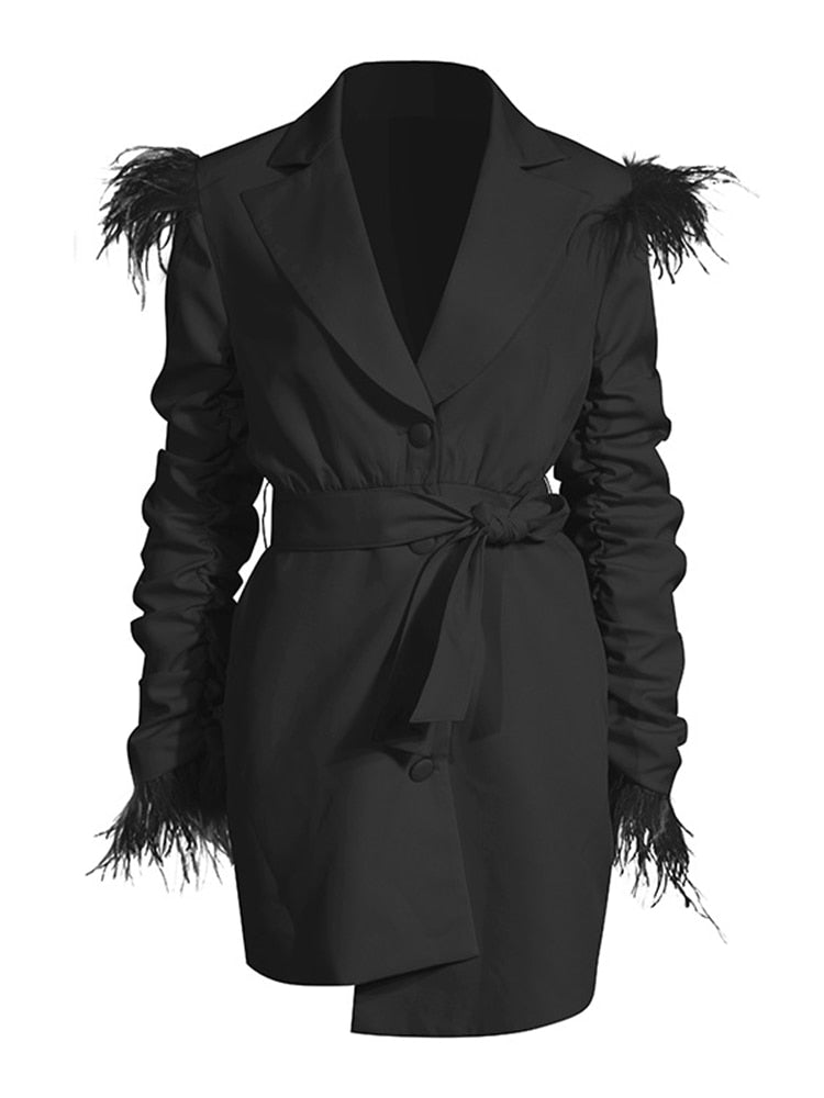 Feathered Long Blazer