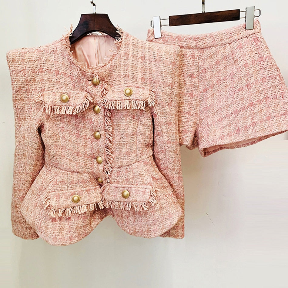 Tweed Shorts and Jacket Set