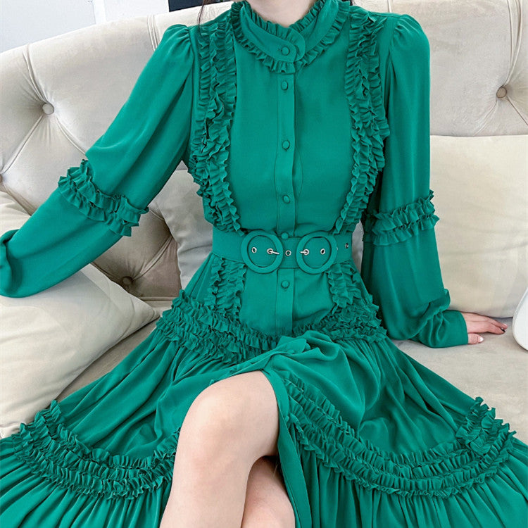 Emerald Green Ruffled Midi