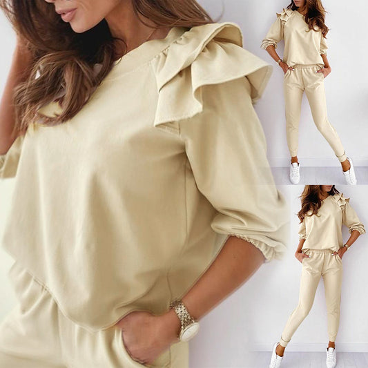 Ruffle Sleeve Track Suit