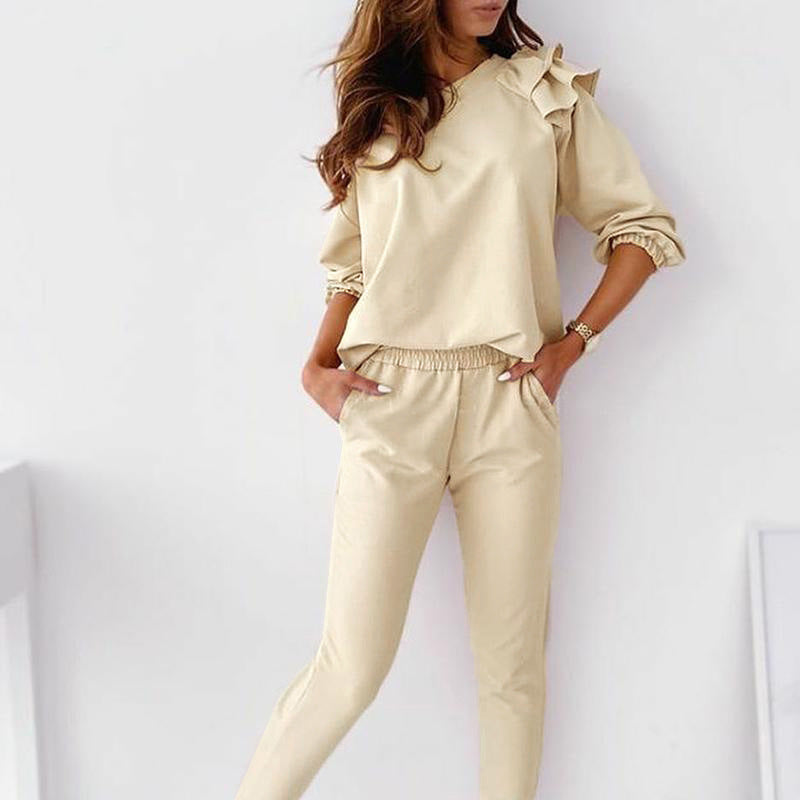 Ruffle Sleeve Track Suit