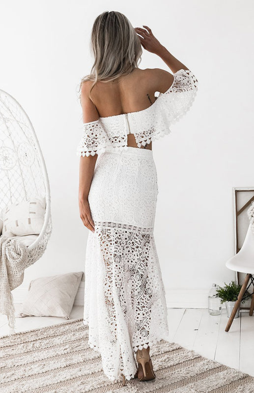 Off Shoulder Lace Skirt Set