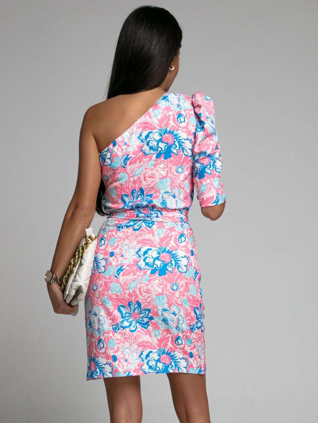 Floral Print One Shouldered Outfit