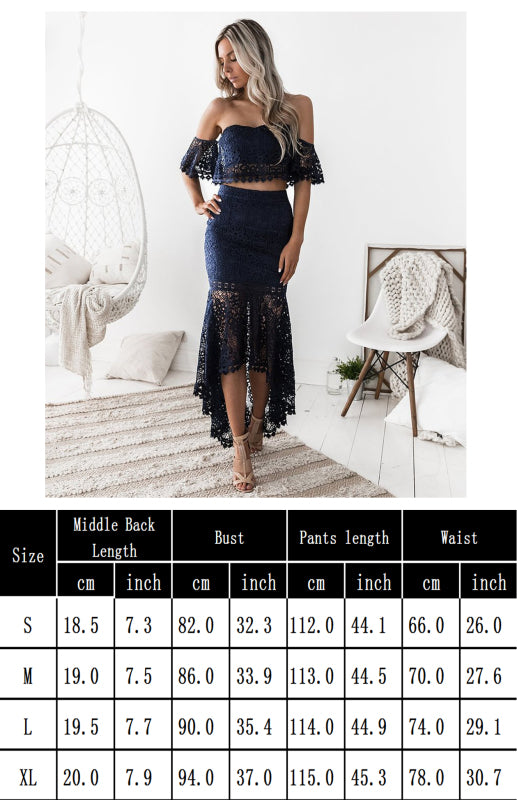 Off Shoulder Lace Skirt Set